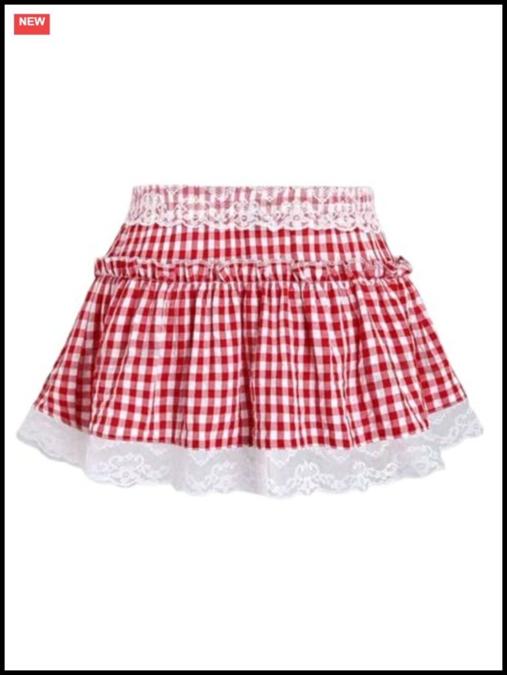 Women Gingham Pleated Mini Skirt Y2K Plaid Ruffle A-Line